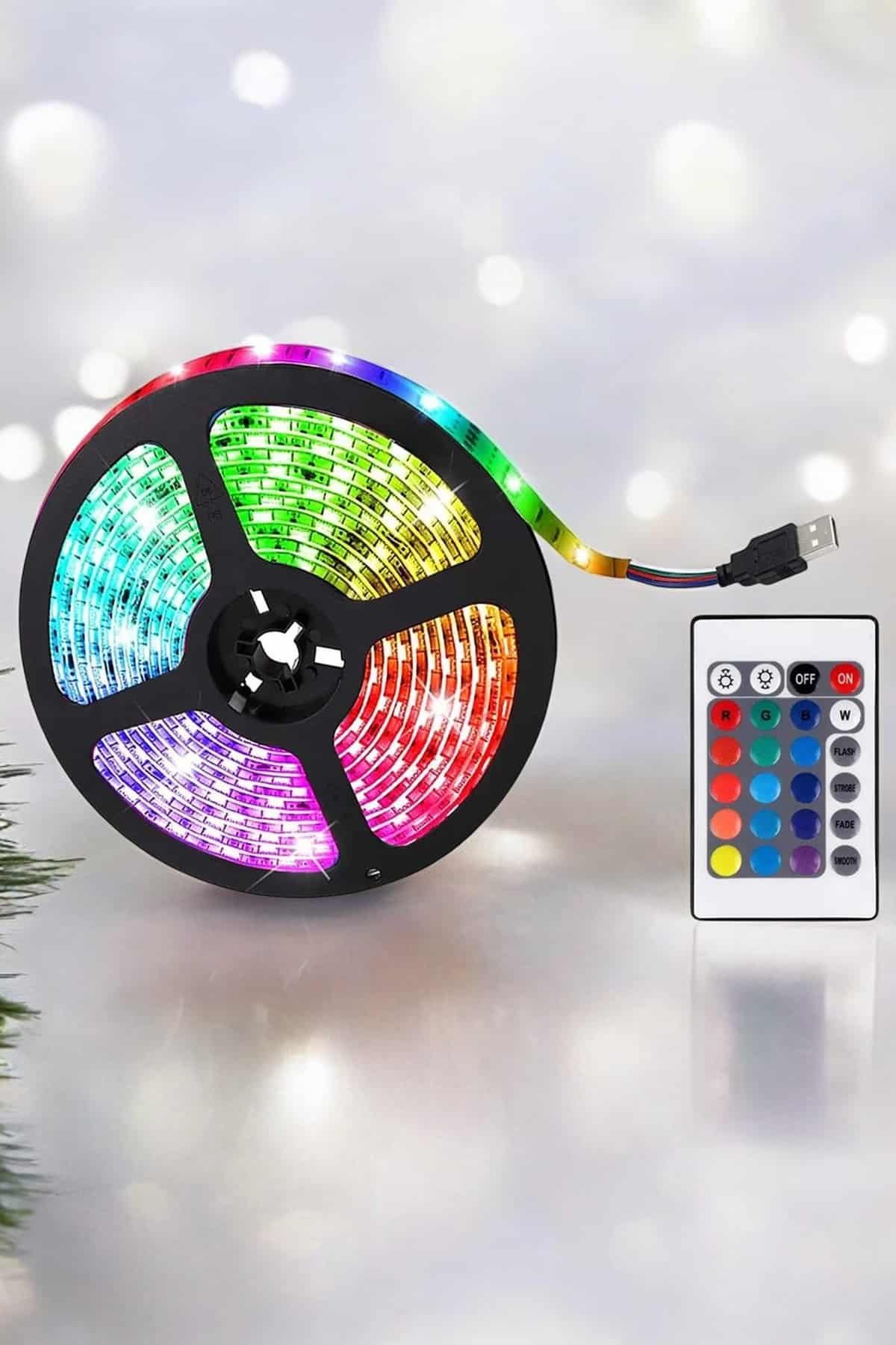 Yeni Nesil RGB Işıklı 10Metre Şerit Led Kumandalı Şarj Edilebilir - Görsel 4