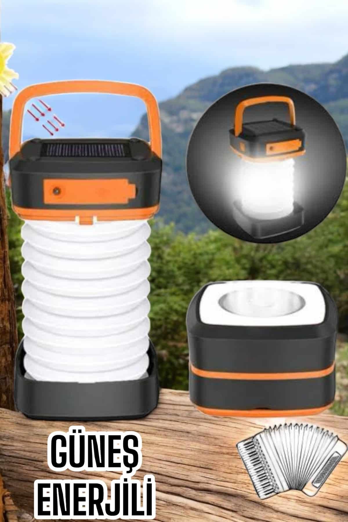 Güneş Enerjili Led Lamba Kamp Lambası Katlanabilir Lamba USB Şarjlı - Görsel 3
