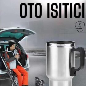 Kettle Kapaklı Araç İçi Termos Tüm Arabalara Uyumlu Çakmaklık Girişli Su Isıtıcı Bardak