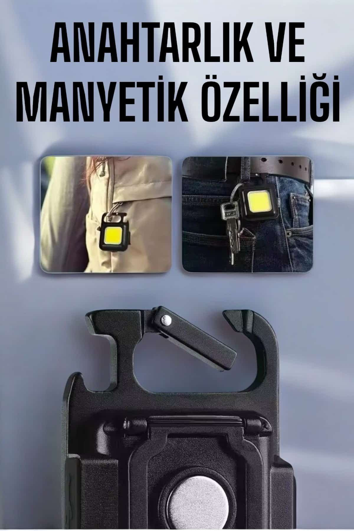 Anahtarlık Çok Amaçlı Mıknatıslı Taşınabilir Işık Led Şarjlı - Görsel 2