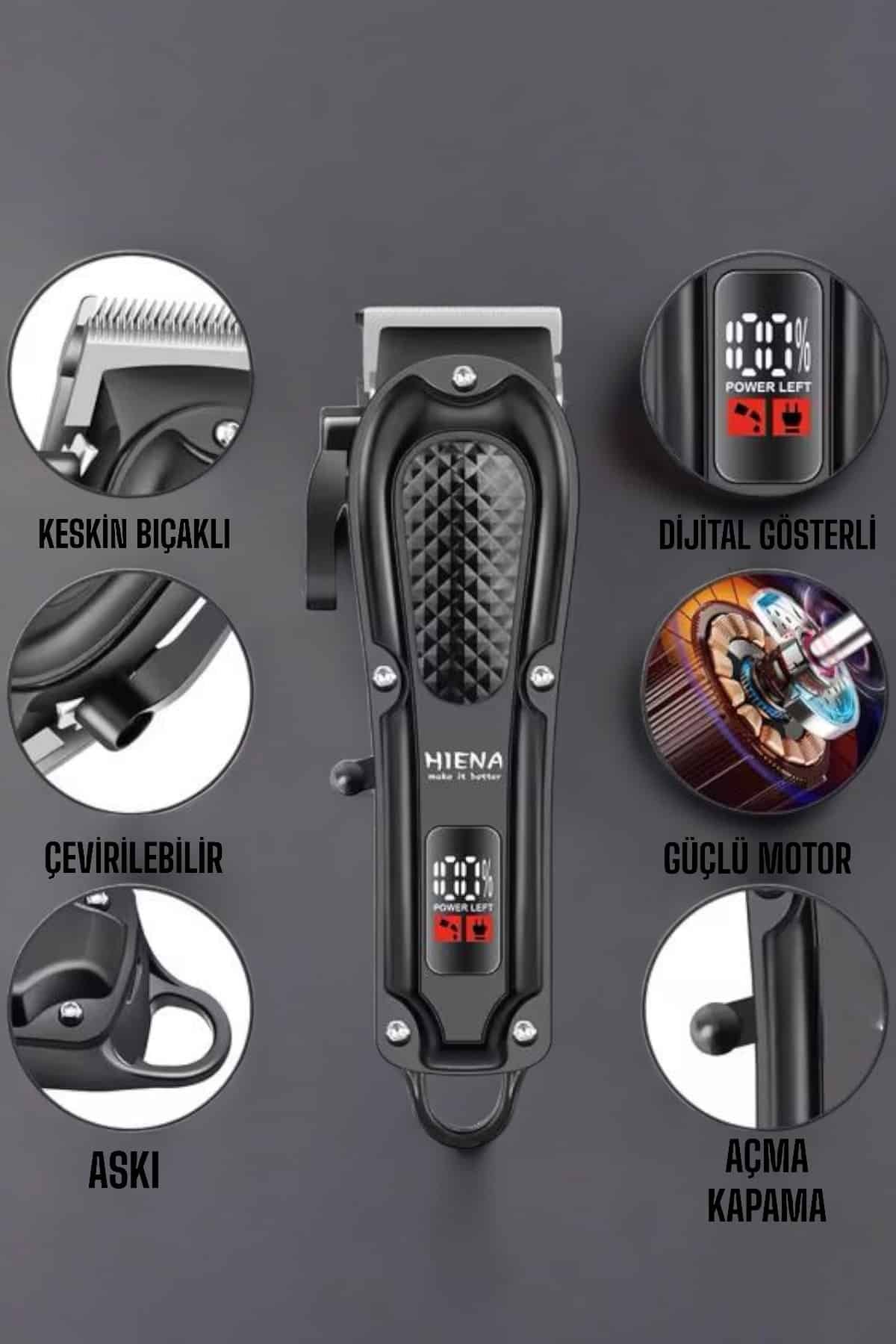 Suya Dayanıklı Tıraş Makinesi Keskin Bıçaklı Dijital Göstergeli Şarjlı - Görsel 3