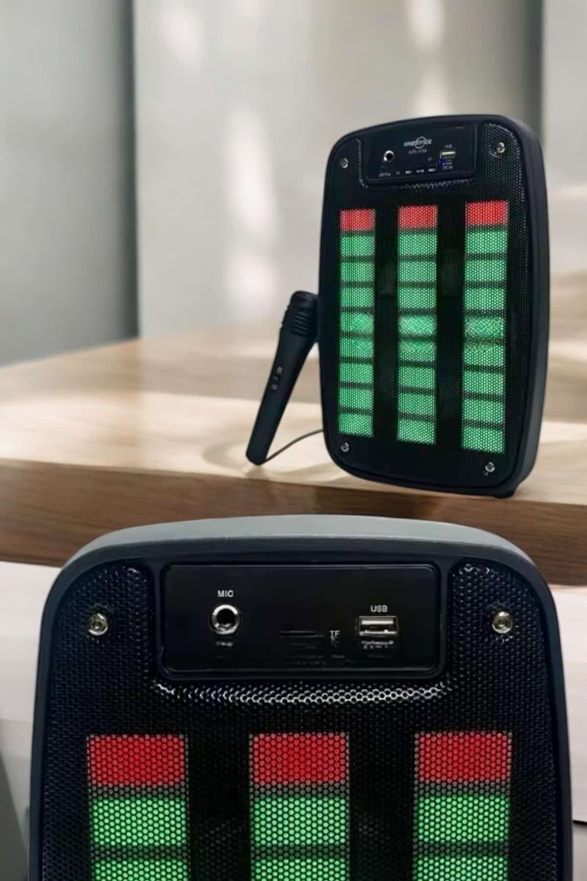 Kablosuz Bluetooth Hoparlör Taşınabilir 6.5 inç LED Işık Kareoke - Görsel 3