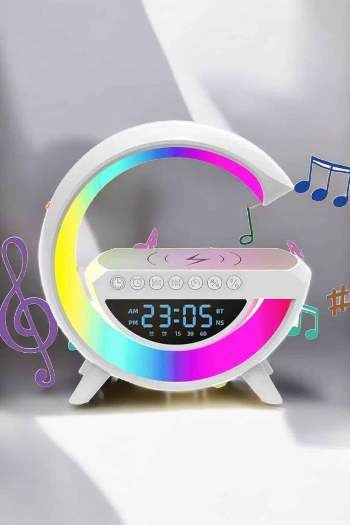 Android Uyumlu Akıllı Bluetooth Hoparlör Kablosuz Şarj Cihazı Standı - Görsel 3