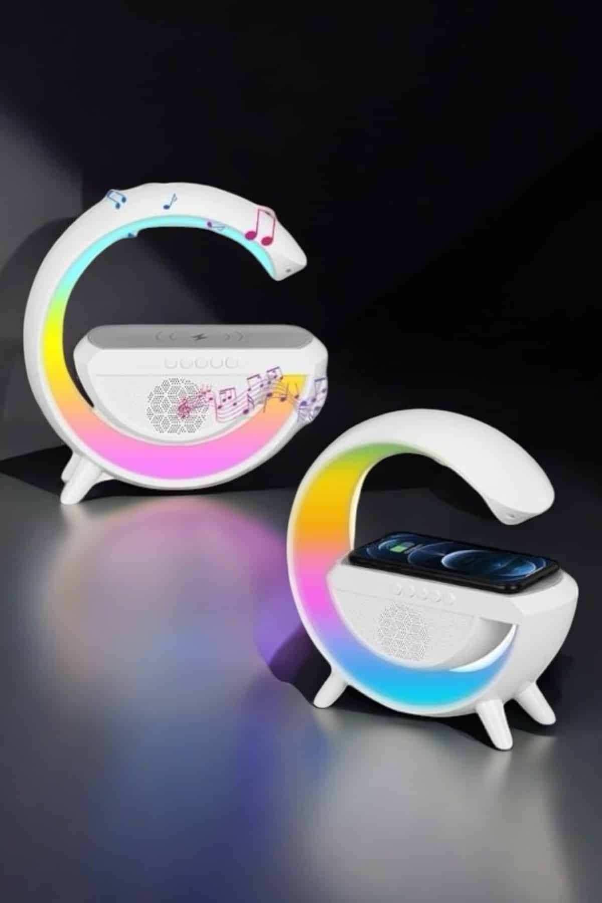 Android Uyumlu Akıllı Bluetooth Hoparlör Kablosuz Şarj Cihazı Standı - Görsel 5