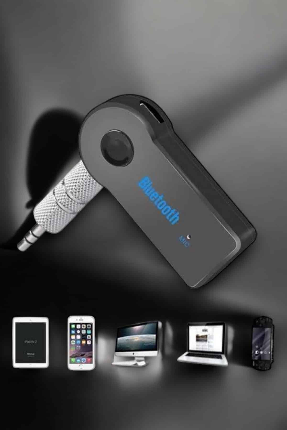 Kablosuz Bluetooth Aux Araç Kiti Siyah Hafıza Kartlı - Görsel 5