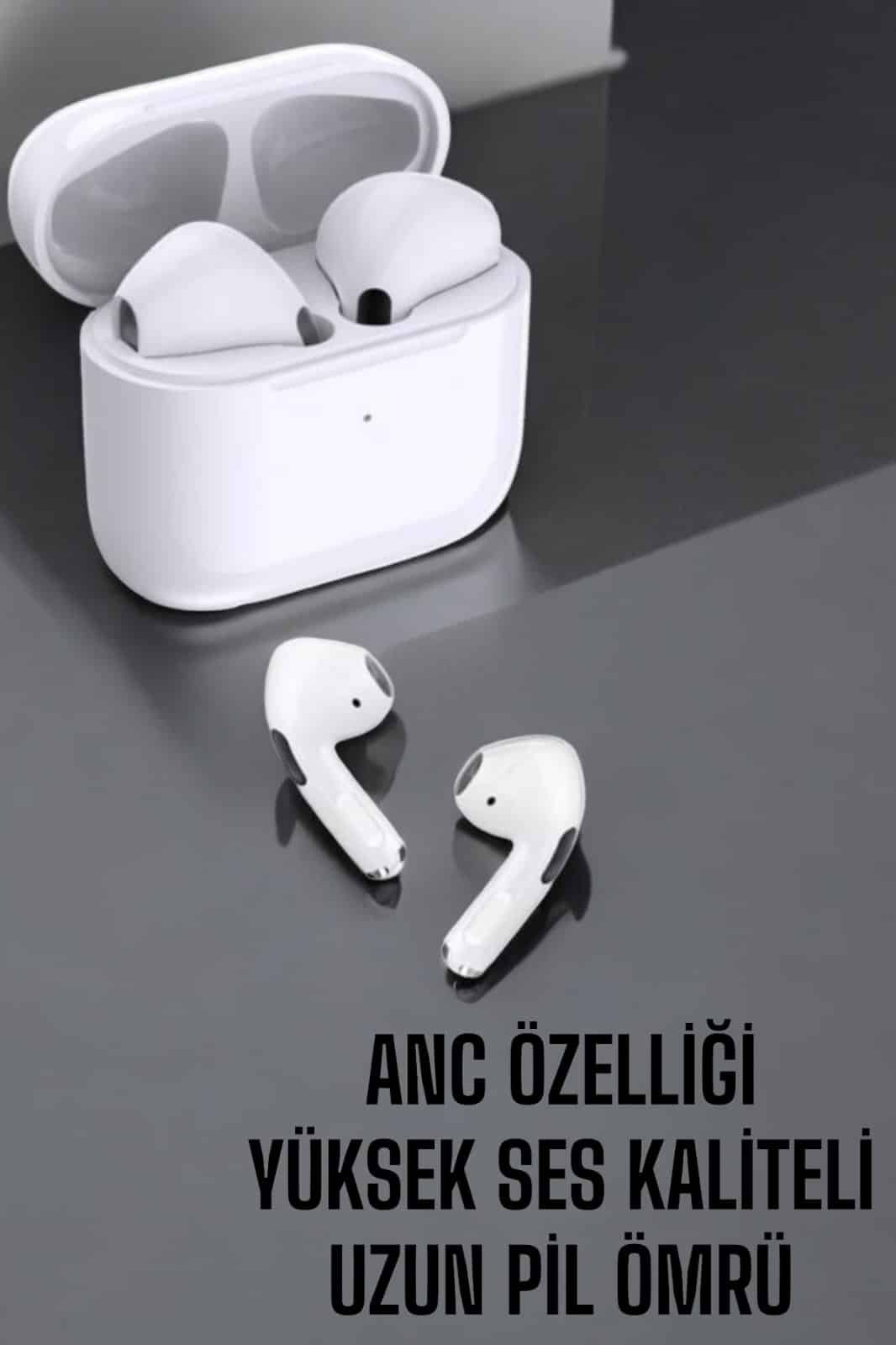 Beyaz Yeni Nesil Pro Bluetooth Kulaklık Yüksek Ses Kaliteli ANC Özelliği - Görsel 2