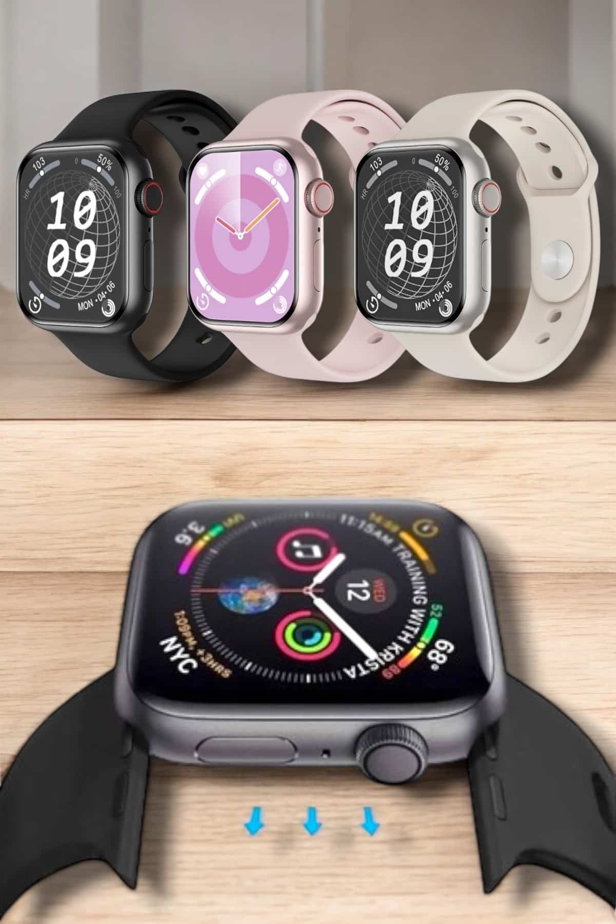 Akıllı Saat Adım Sayar Kalp Atışı İzleme Dokunmatik Bluetooth Bağlantılı - Görsel 2