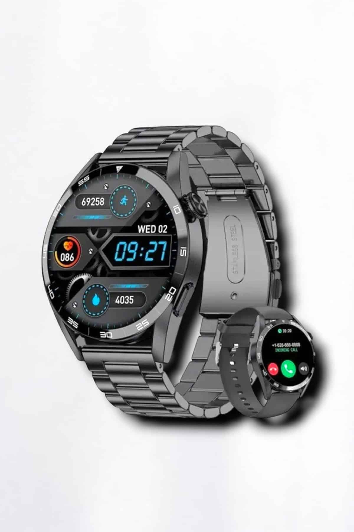 Suya Dayanıklı Dokunmatik Akıllı Saat Bluetooth 5.0 Sesli Asistan ve Sağlık Takibi - Görsel 2