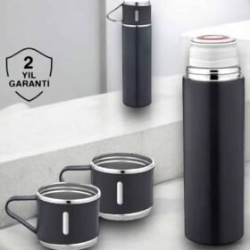 Paslanmaz Çelik 3’lü Termos Seti Vakumlu ve 8 Saat Isı Koruma