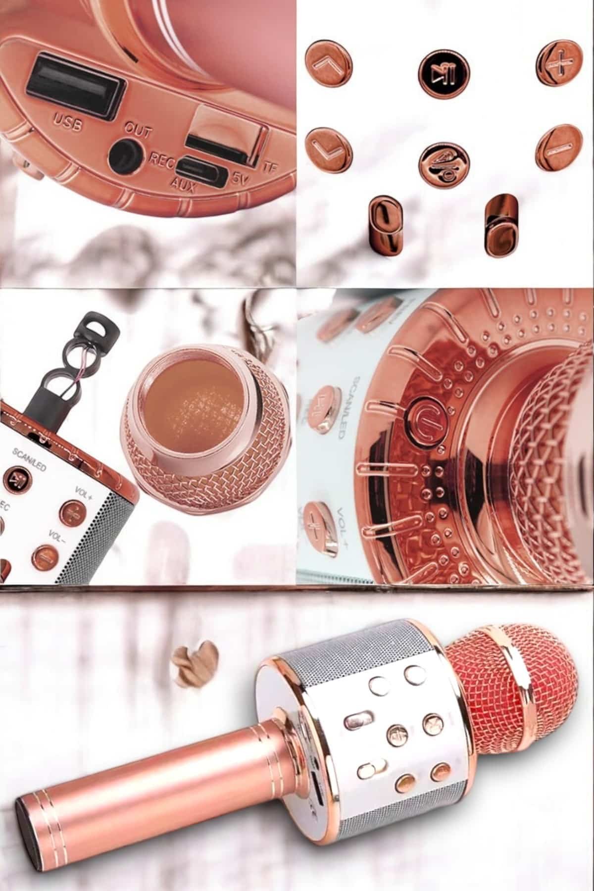 Kablosuz Bluetooth Karaoke Mikrofon USB ve AUX Girişli Yüksek Ses Kalitesi - Görsel 3