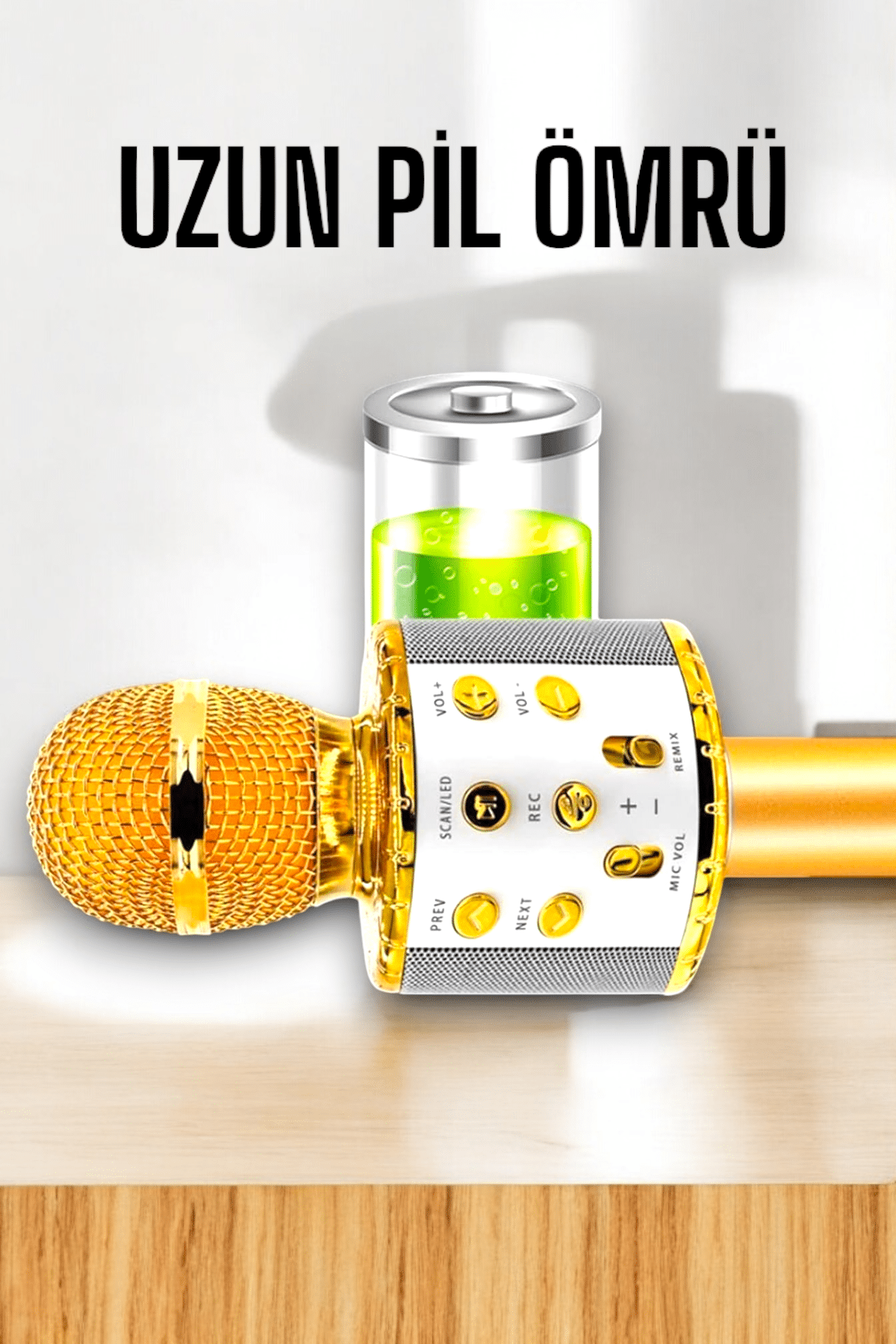 Kablosuz Bluetooth Karaoke Mikrofon USB ve AUX Girişli Yüksek Ses Kalitesi - Görsel 4