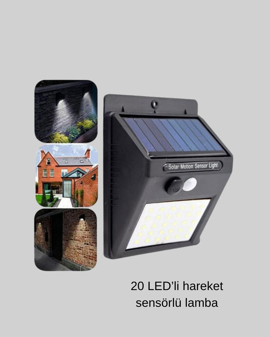 Güneş Enerjili 20 LED Hareket Sensörlü Lamba – IP65 Su Geçirmez Dış Mekan Aydınlatma - Görsel 2