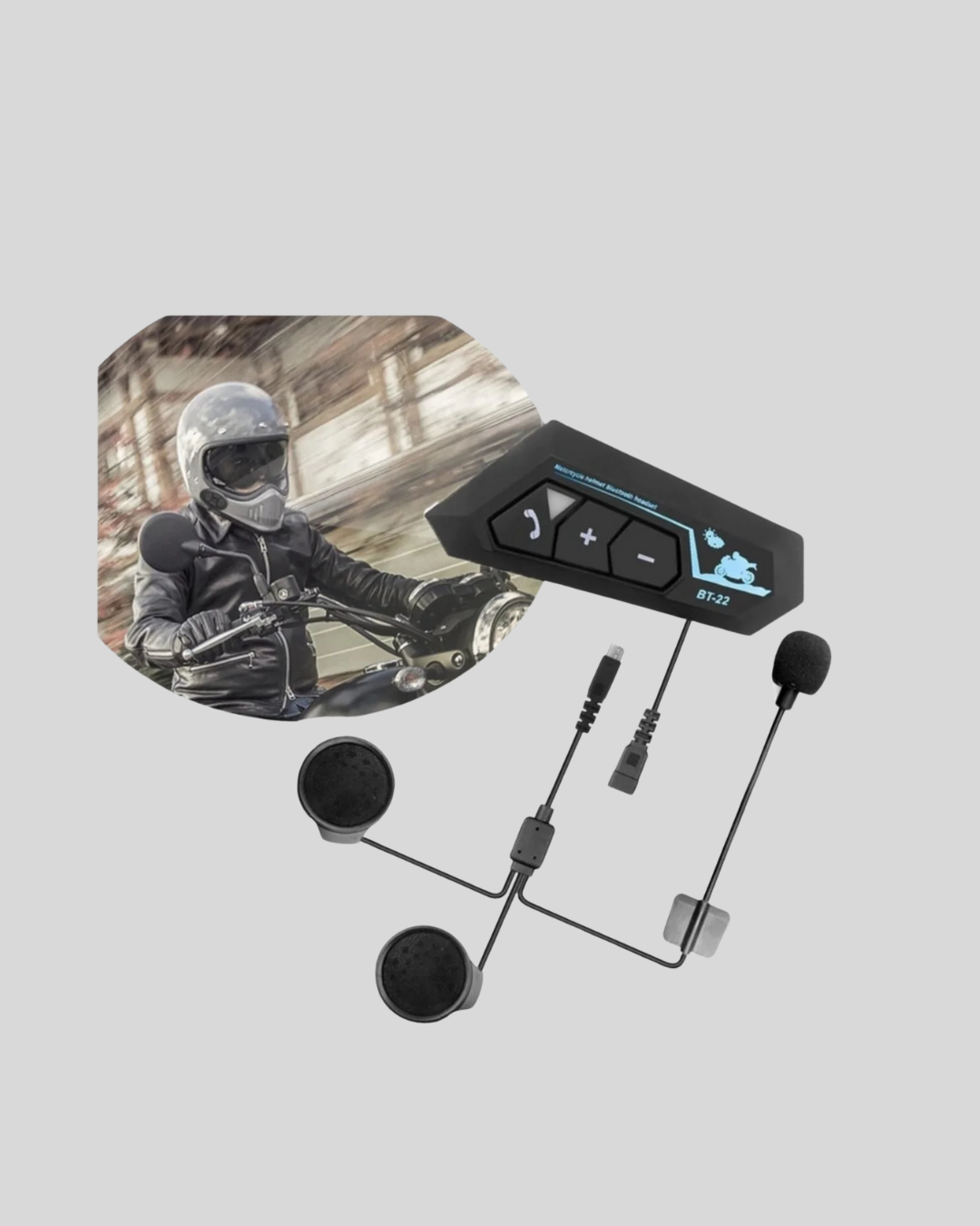 Motosiklet Kaskı İçin Bluetooth Kulaklık – Kablosuz Mikrofonlu Gürültü Azaltmalı BT22 - Görsel 2