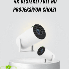 Full HD 4K Destekli Akıllı Projeksiyon – 130 inç Ekran Uzun Ömürlü Ampul ve Çoklu Giriş