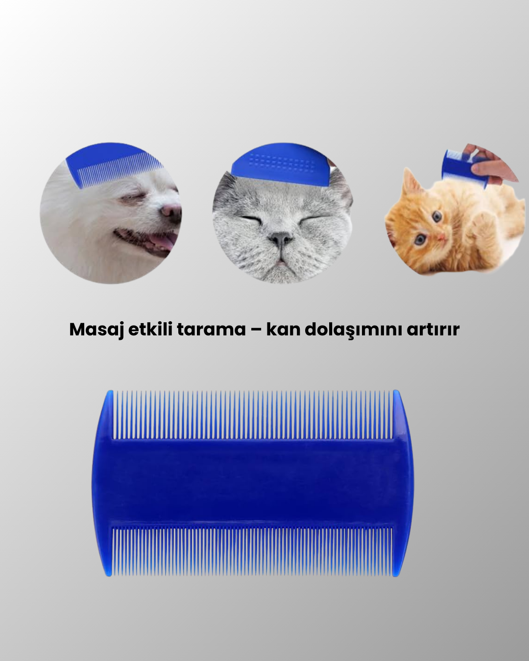 Kedi Köpek ve Küçük Hayvanlar İçin 4 Parça Ergonomik Tarak Takımı - Görsel 5