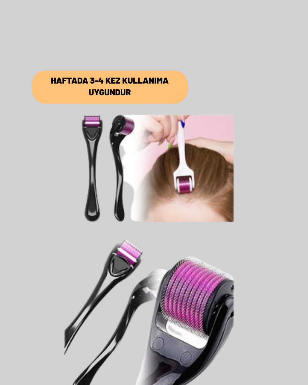 Evde Güvenli Kullanım İçin Titanyum Derma Roller – Siyah Saplı - Görsel 3