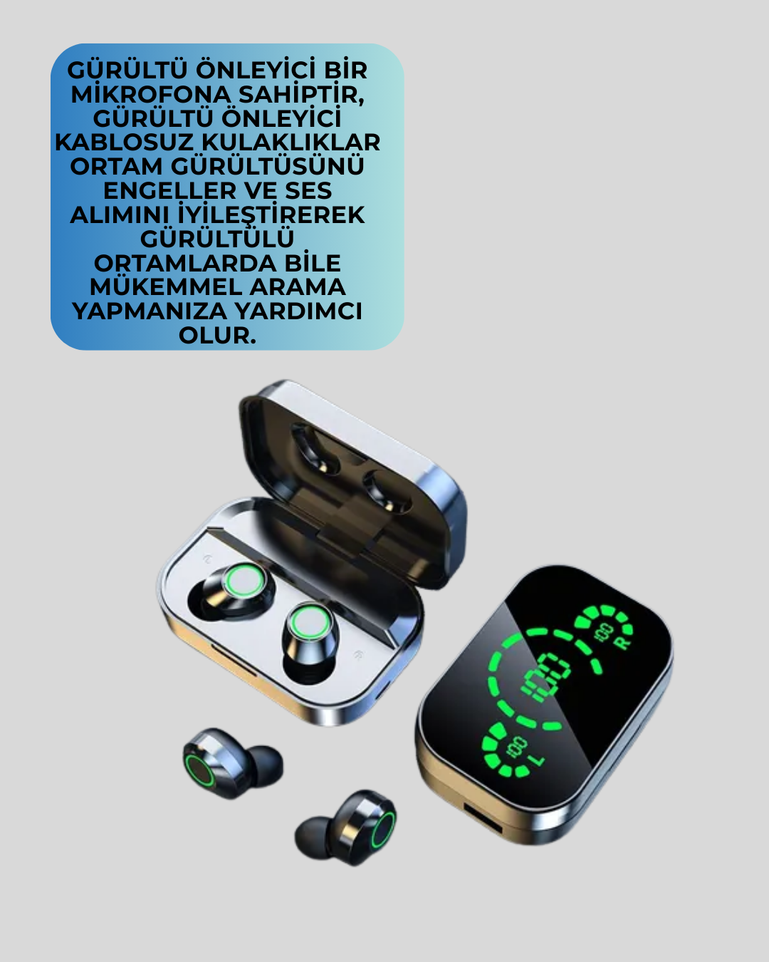 Kablosuz Kulak İçi Bluetooth Kulaklık – Dokunmatik Kontrol ve LED Şarj Ekranı - Görsel 4