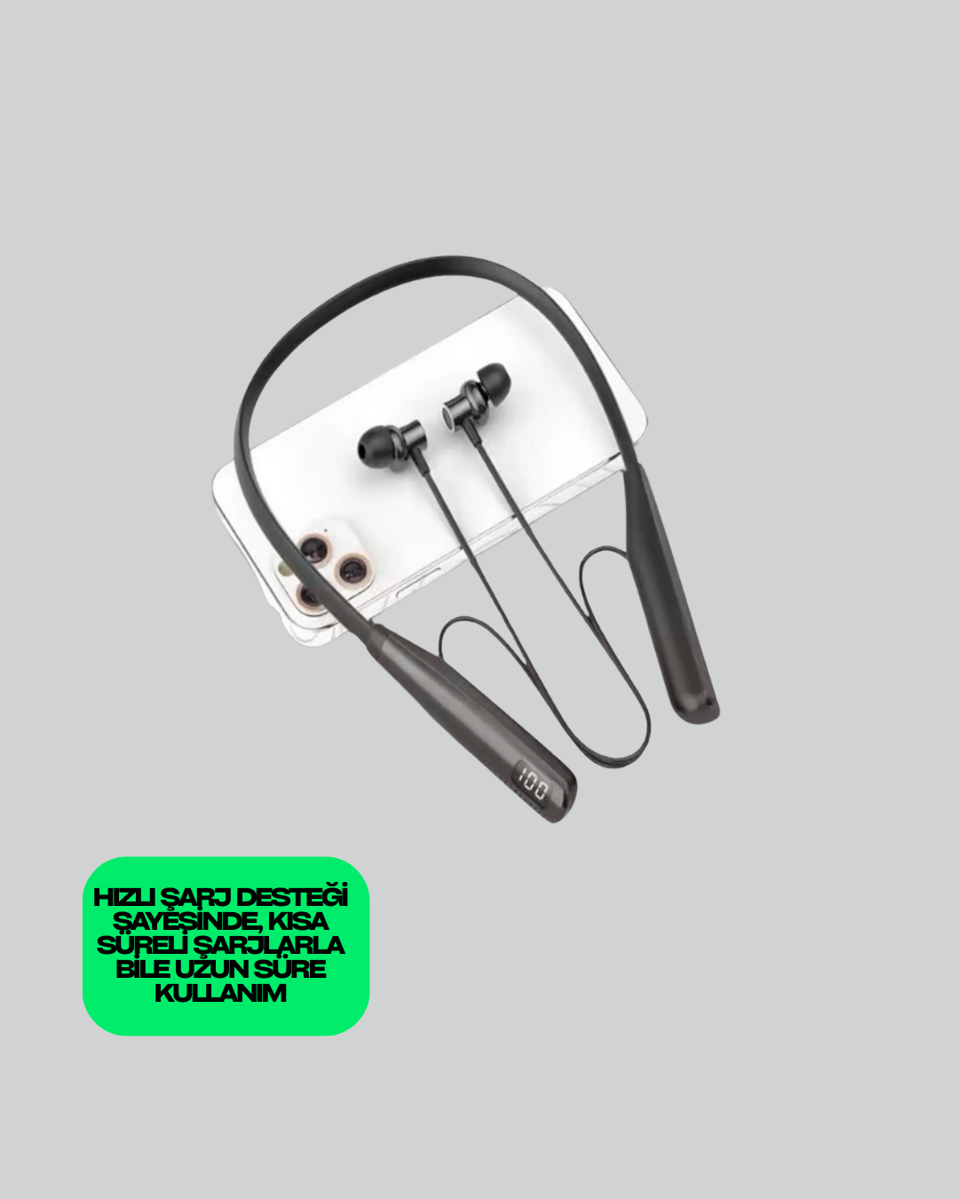 Uzun Süreli Kullanım Boyun Askılı Kablosuz Kulaklık – Hızlı Şarj Ergonomik Tasarım - Görsel 4