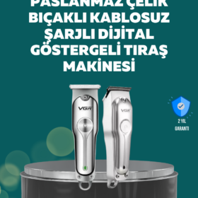 Profesyonel Saç ve Sakal Kesme Makinesi – Şarjlı Sessiz Motor Ayarlanabilir Tarak