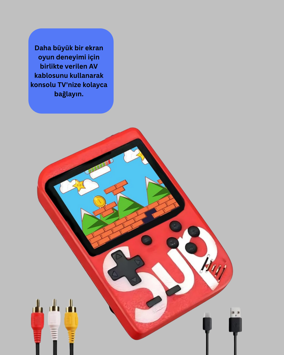 400 Oyunlu Taşınabilir Retro El Konsolu - Görsel 4