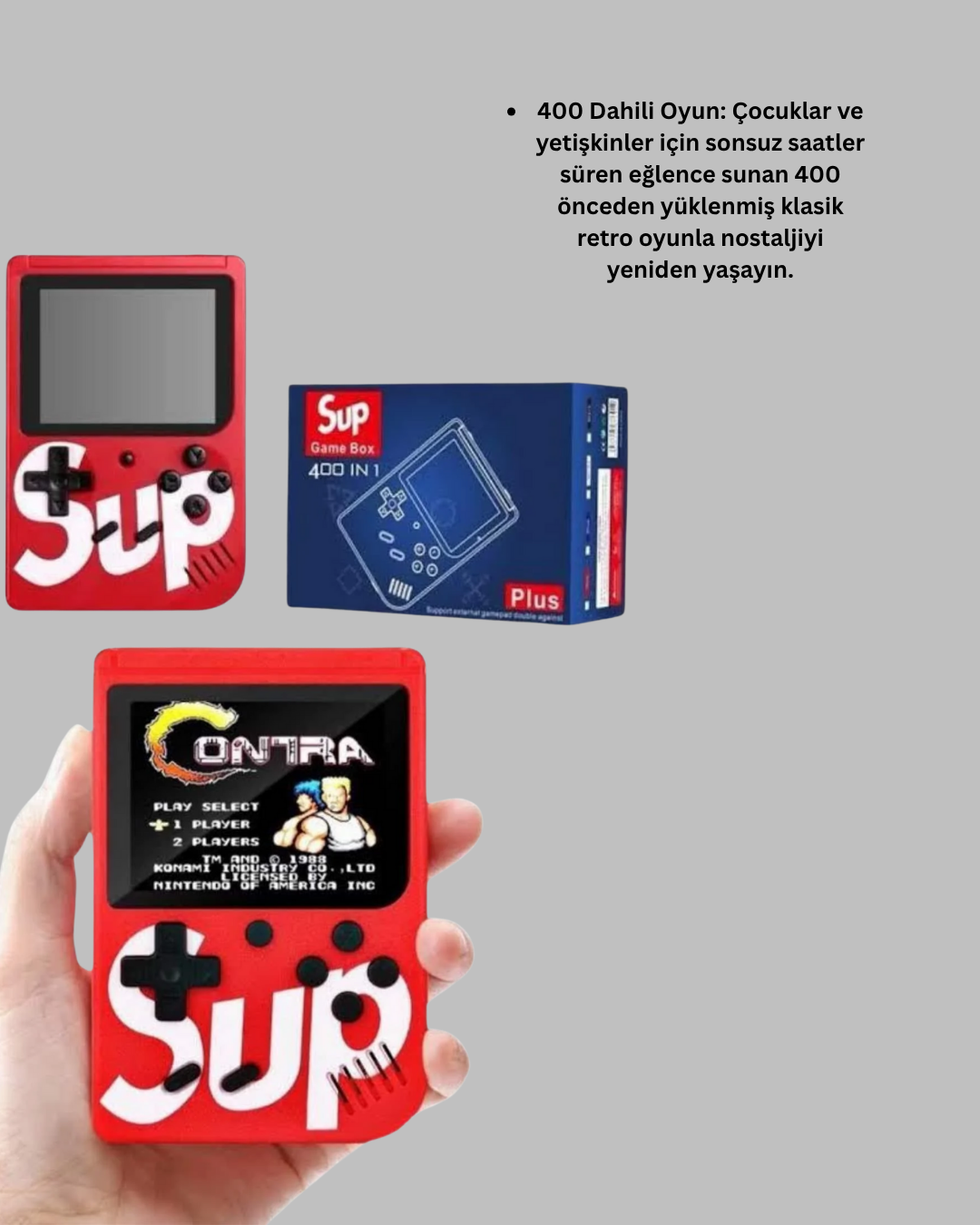 400 Oyunlu Taşınabilir Retro El Konsolu - Görsel 5