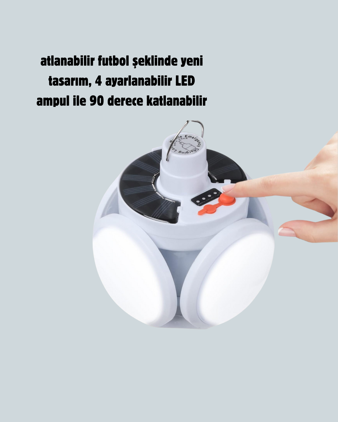 Uzaktan Kumandalı 360 Derece Katlanabilir Solar LED Aydınlatma Çadır Lambası - Görsel 2