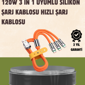 120 W Şarj ve Veri Aktarımı Kablo– 3 Başlıklı Çok Amaçlı Kablo Yüksek Hızlı