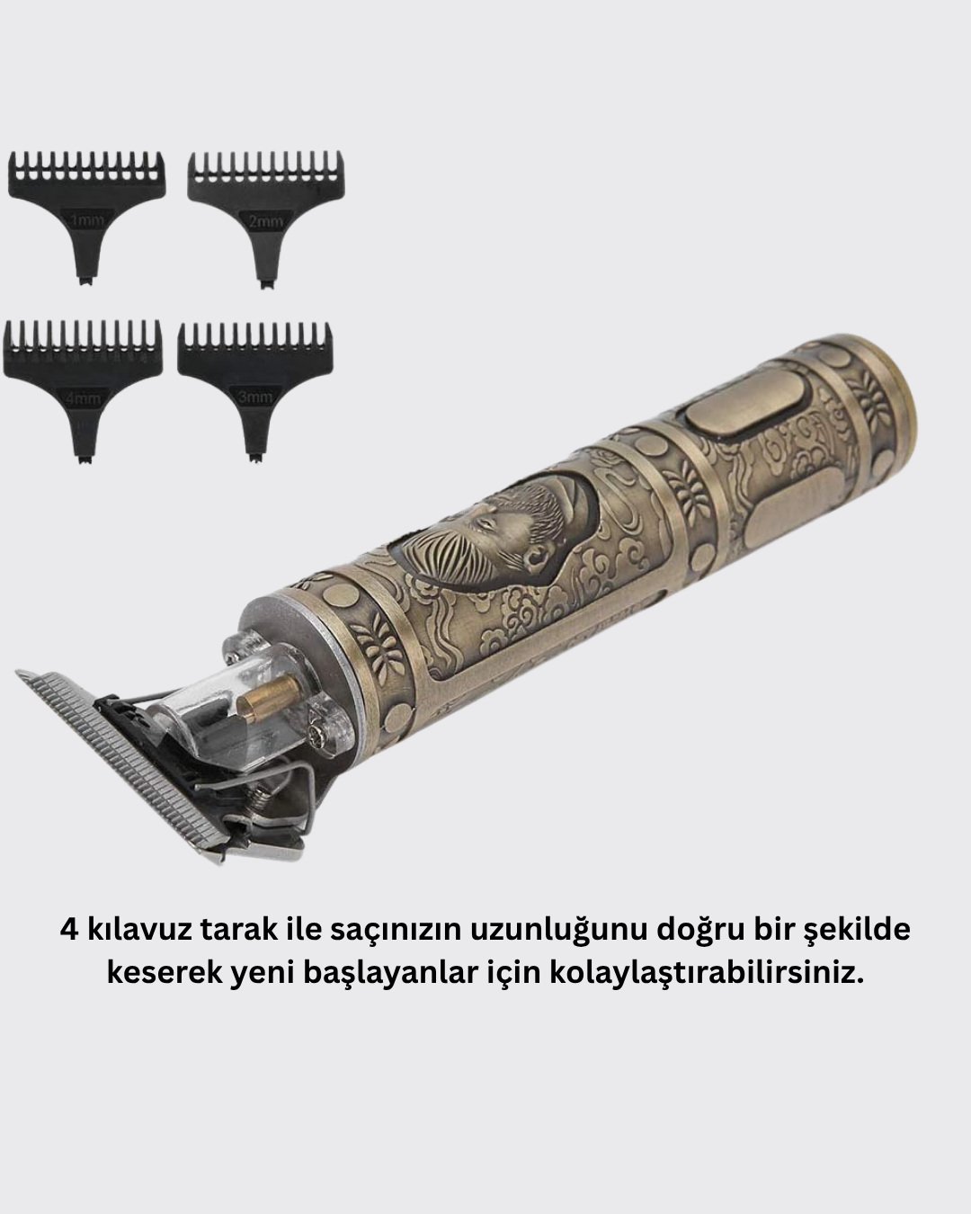 Kompakt Tasarımlı Güçlü Motorlu Saç sakal Kesme Makinesi ve 4 Kılavuz Tarak - Görsel 3