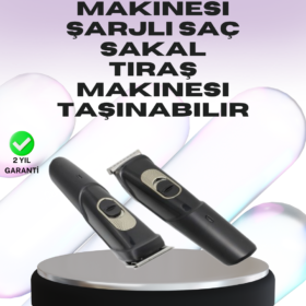 Sessiz Motorlu Kablosuz Kullanımlı Şarjlı Saç ve Sakal Kesme Makinesi – Taraklı Set