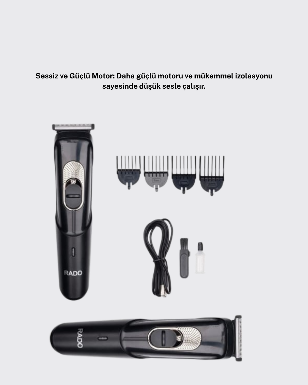 Taşınabilir Şarjlı Saç Sakal Tıraş Makinesi – 3 Taraklı Sessiz ve Ergonomik - Görsel 5