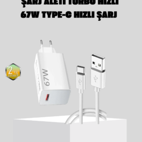 67W Süper Hızlı Şarj Adaptörü ve Kablo Seti – Güvenli Kompakt ve Ergonomik Tasarım