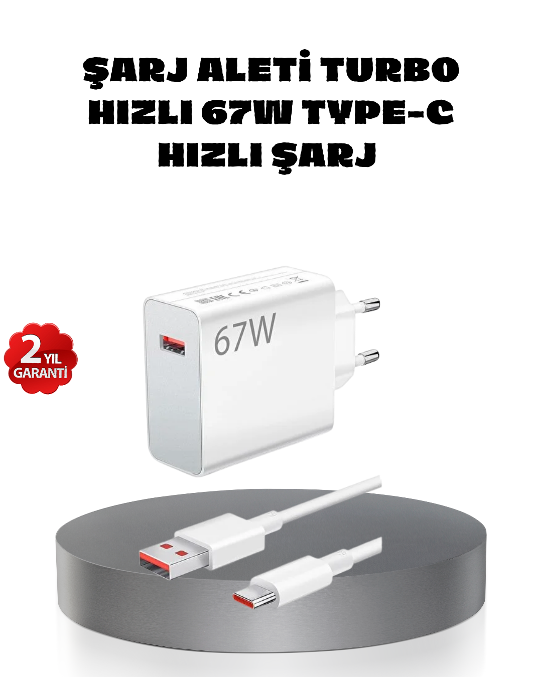 67W Turbo Type-C Hızlı Şarj Adaptörü – Akıllı Koruma Çipli Hızlı Şarj Destekli