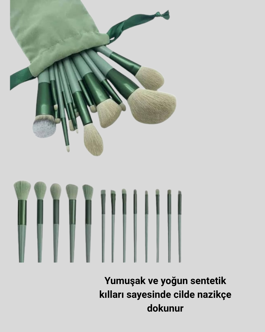 13’lü Profesyonel Makyaj Fırça Seti – Yumuşak Sentetik Kıllı Tüm Cilt Tiplerine Uygun - Görsel 2