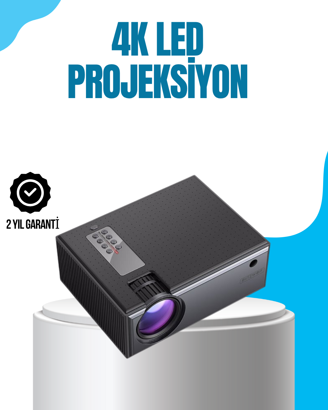 Full HD Destekli Taşınabilir Projeksiyon Cihazı – HDMI USB VGA Girişli Uzaktan Kumandalı