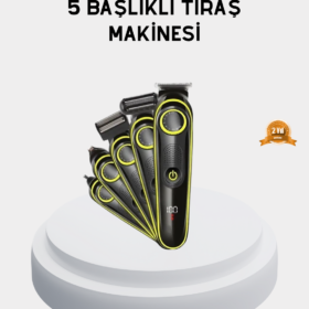 5’i 1 Arada Şarjlı Tıraş Makinesi – Paslanmaz Çelik Başlıklı Yüz ve Vücut Bakım Cihazı