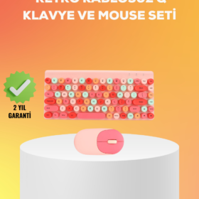 Renkli Retro Tuş Takımlı Klavye – 3 Cihaz Bağlantısı Medya Kısayol Tuşları