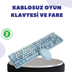 Kablosuz Retro Klavye ve Mouse Seti – 104 Tuşlu Sessiz Yazım