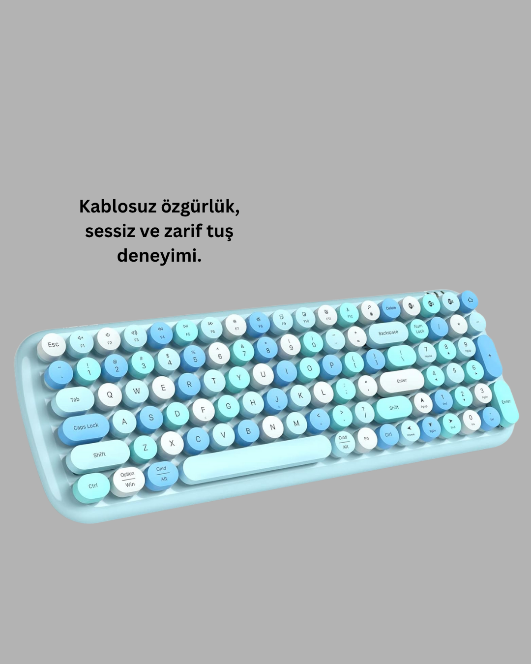 Retro Daktilo Stilli Kablosuz Klavye Mouse Seti – Sessiz ve Şık - Görsel 2