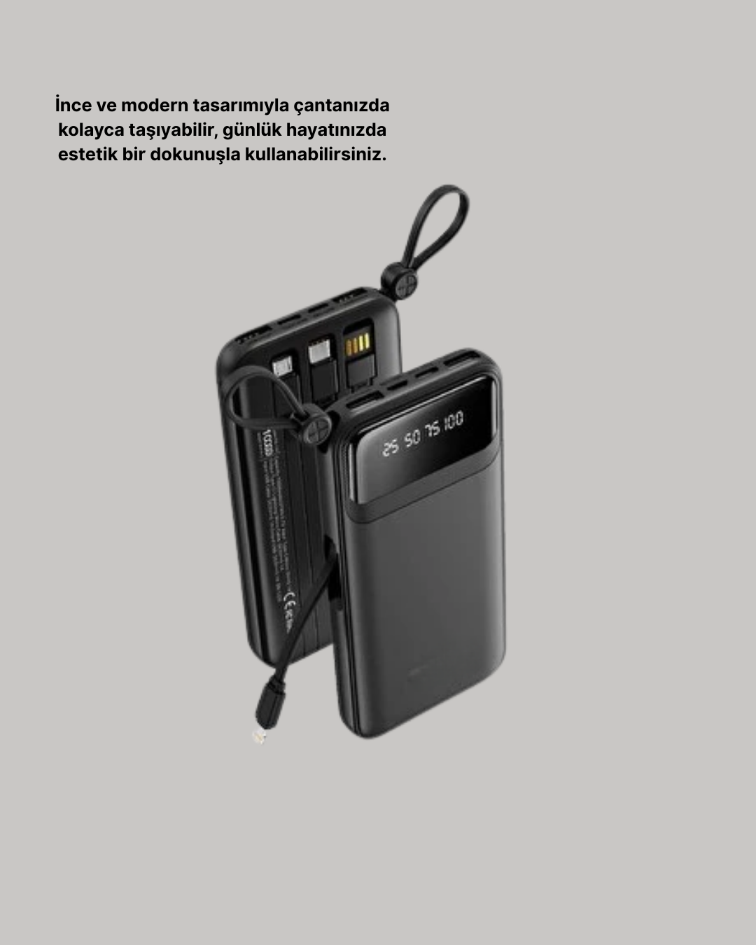 Çoklu Güvenlik Korumalı 20.000 mAh Powerbank Fener Özellikli - Görsel 2