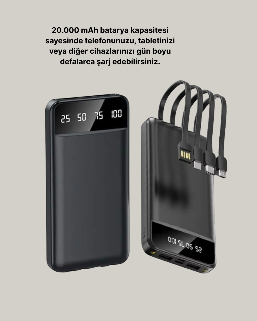 Çoklu Güvenlik Korumalı 20.000 mAh Powerbank Fener Özellikli - Görsel 5