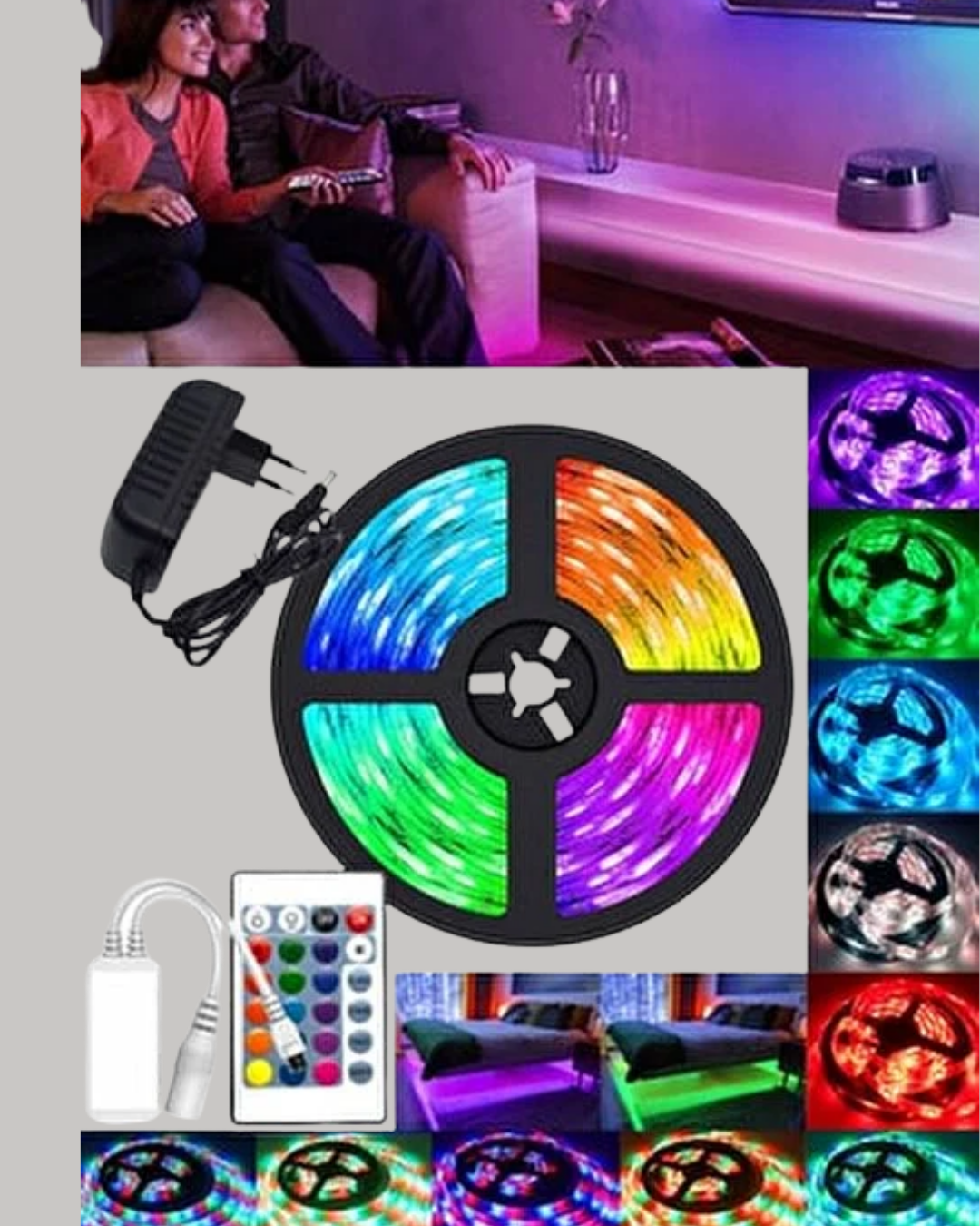 Müziğe Duyarlı Renkli Smart Şerit LED Işık USB Bağlantılı Ambiyans Aydınlatma - Görsel 5