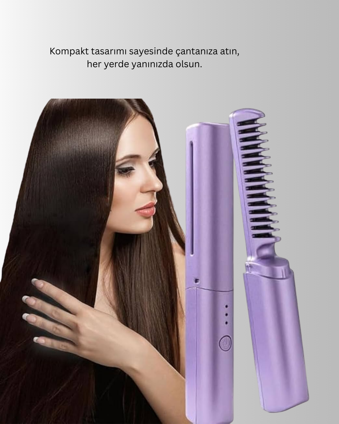 Isıtmalı Saç Düzleştirici Fırça – Kablosuz ve Hafif Tasarım - Görsel 2