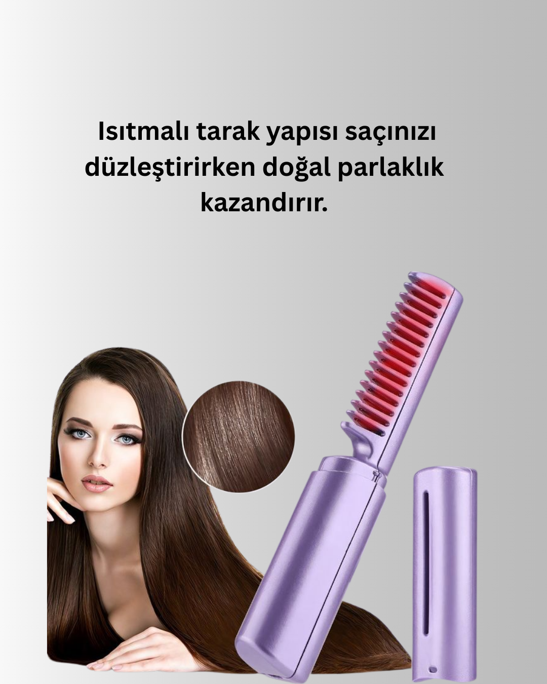 Kablosuz USB Şarjlı Saç Düzleştirici Tarak – Seyahat Boy - Görsel 5