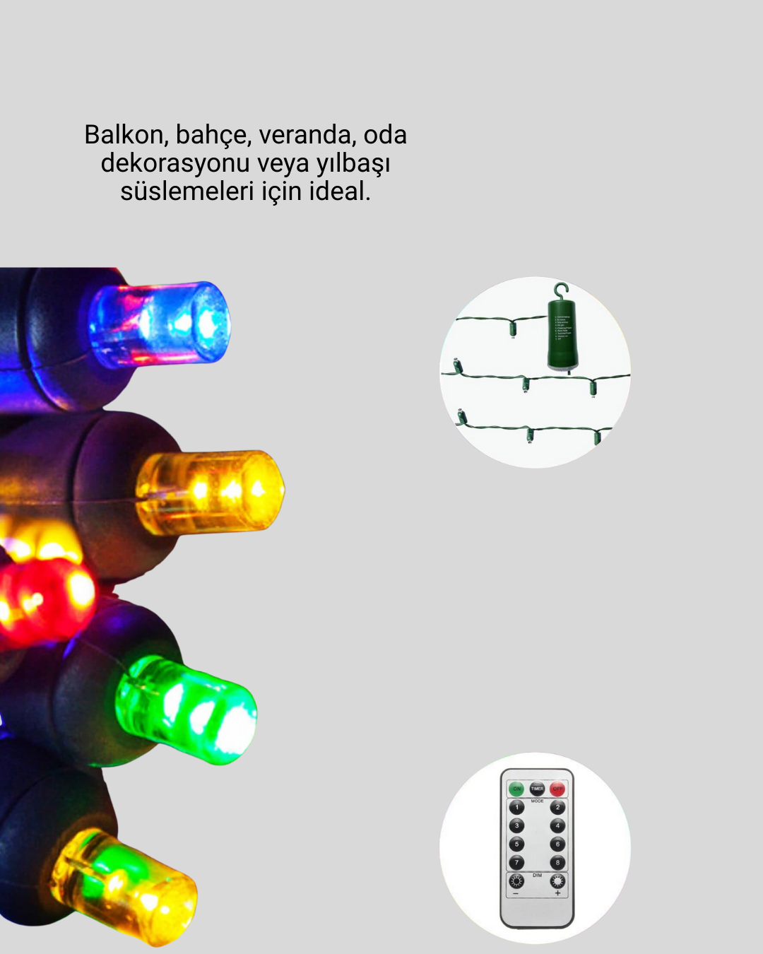 Noel ve Parti Dekorasyonu İçin 2x2 LED Perde Işık – 8 Fonksiyonlu - Görsel 3