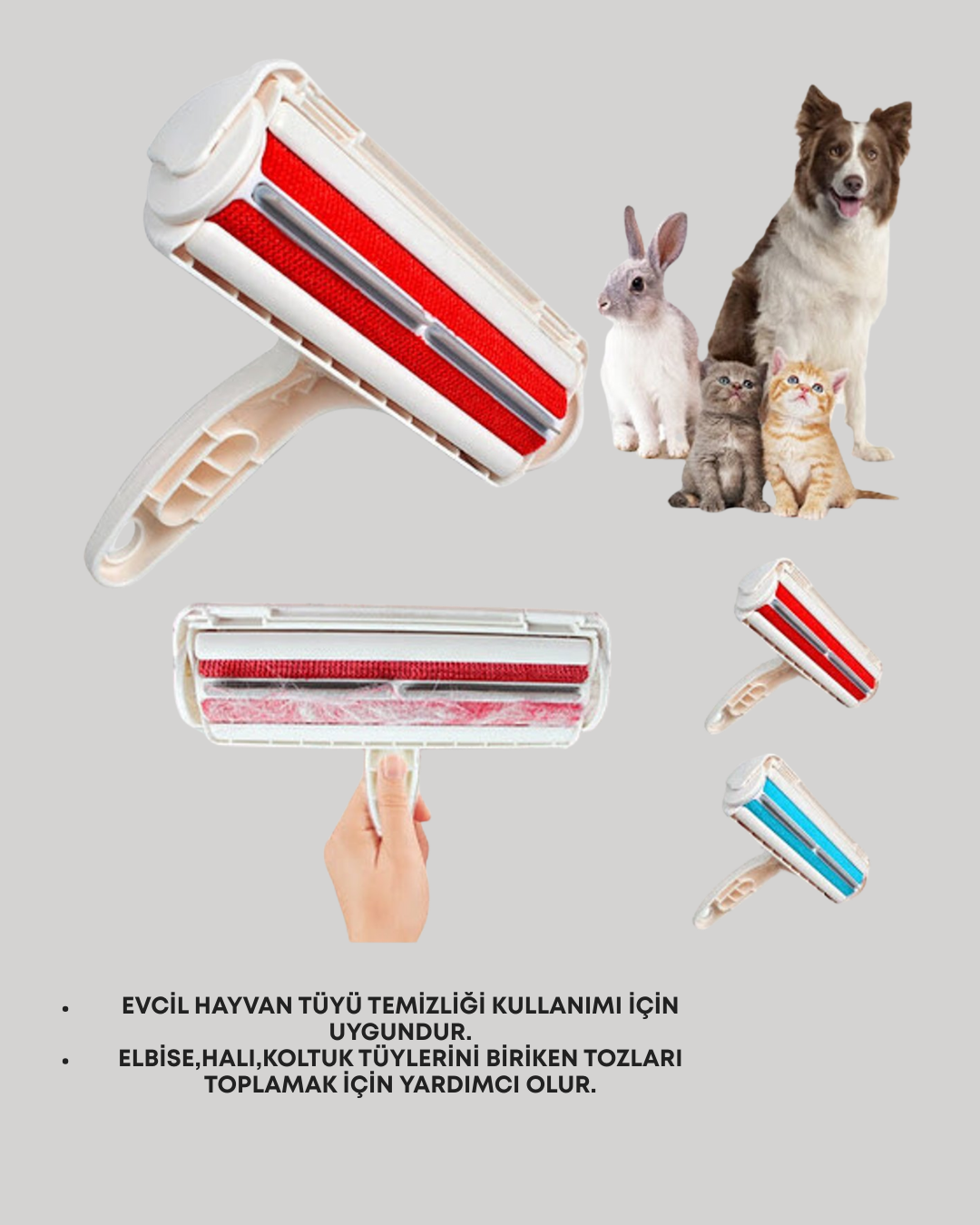 Hazneli Kedi Köpek Tüy Temizleyici – Halı Koltuk ve Kıyafet - Görsel 3