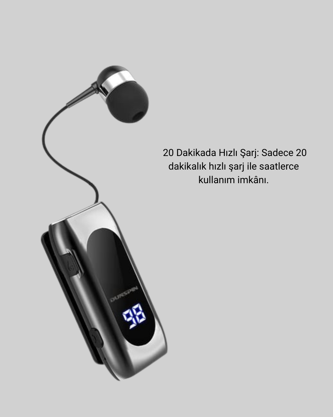 Dijital Göstergeli Bluetooth Kulaklık – Klipsli ve Şık Tasarım - Görsel 5