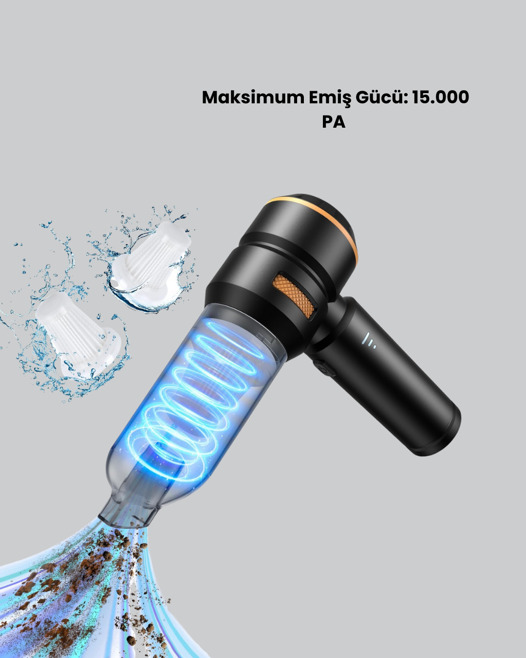 Kablosuz Şarjlı Araç İçi ve Küçük Alanlar İçin Güçlü Vakumlu Süpürge - Görsel 3