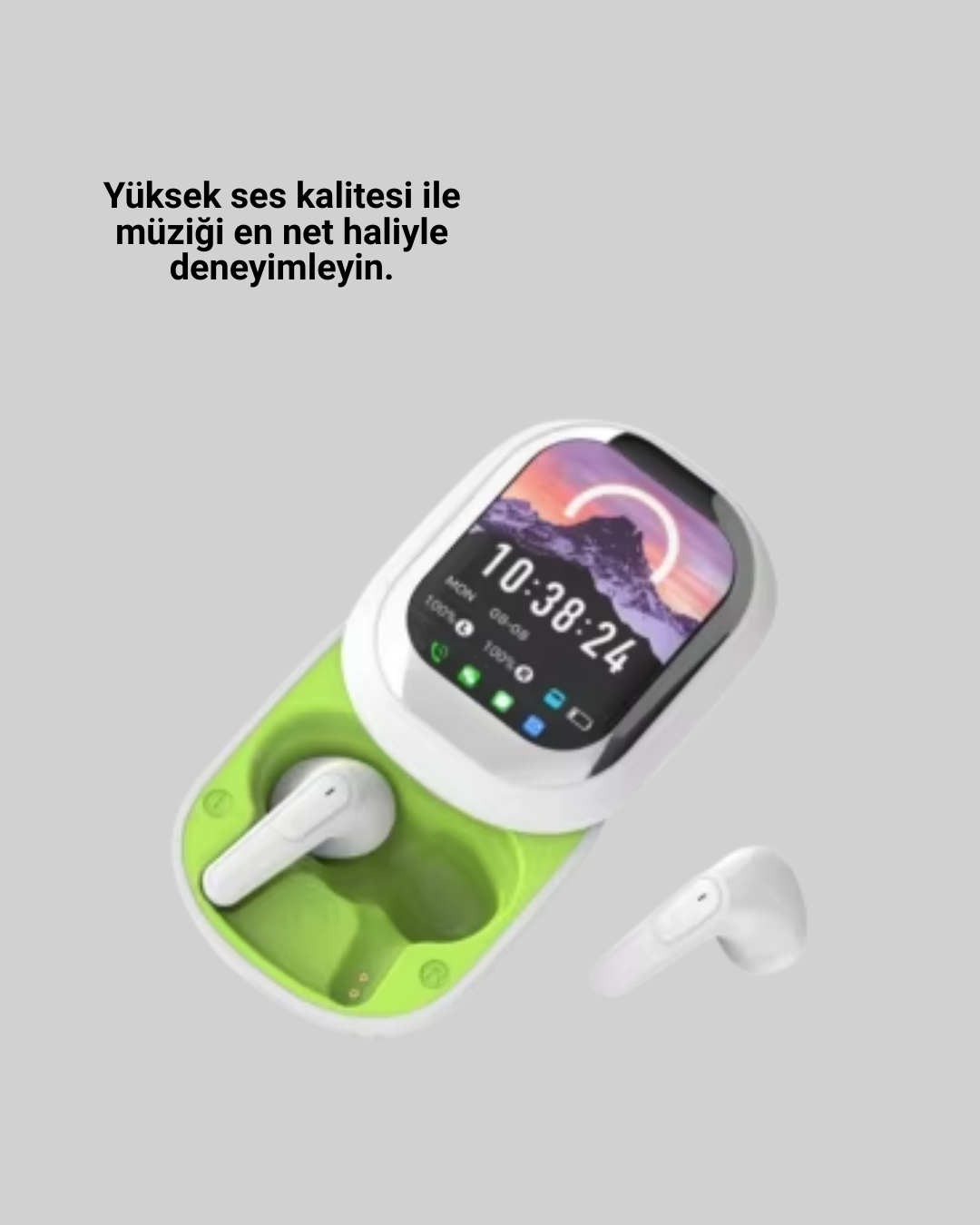 Kayar Kapak Tasarımlı Dokunmatik Ekranlı Kablosuz Bluetooth Kulaklık - Görsel 2