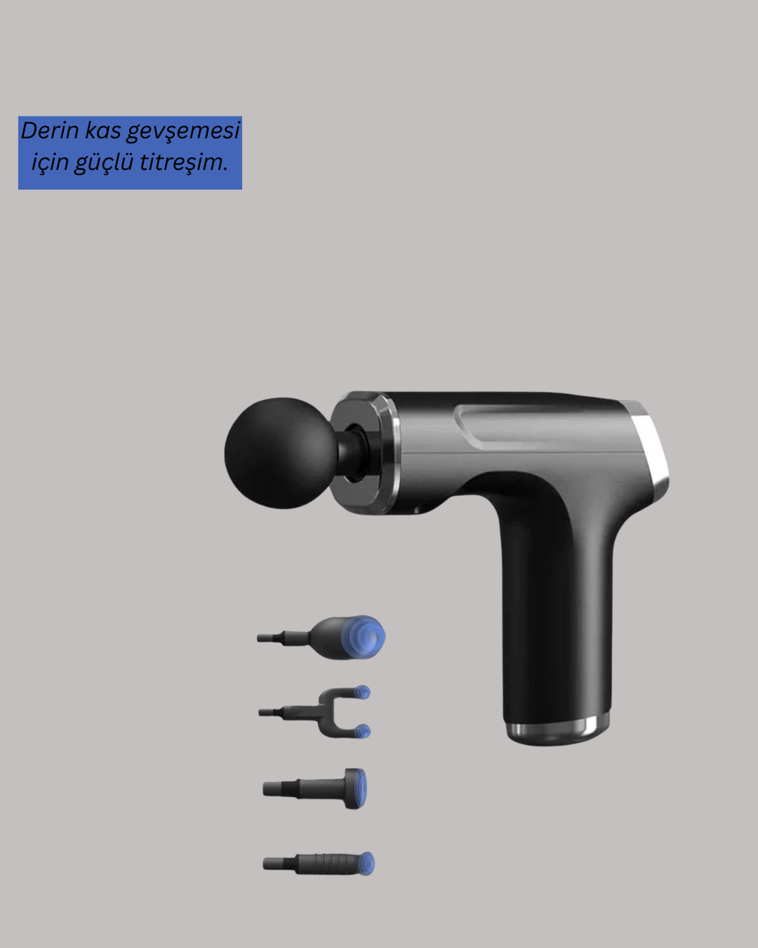 Mini Masaj Tabancası 4 Başlık 6 Hız Ayarlı - Görsel 2
