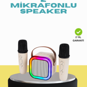 LED Işıklı Taşınabilir Karaoke Hoparlör – USB & AUX Girişli